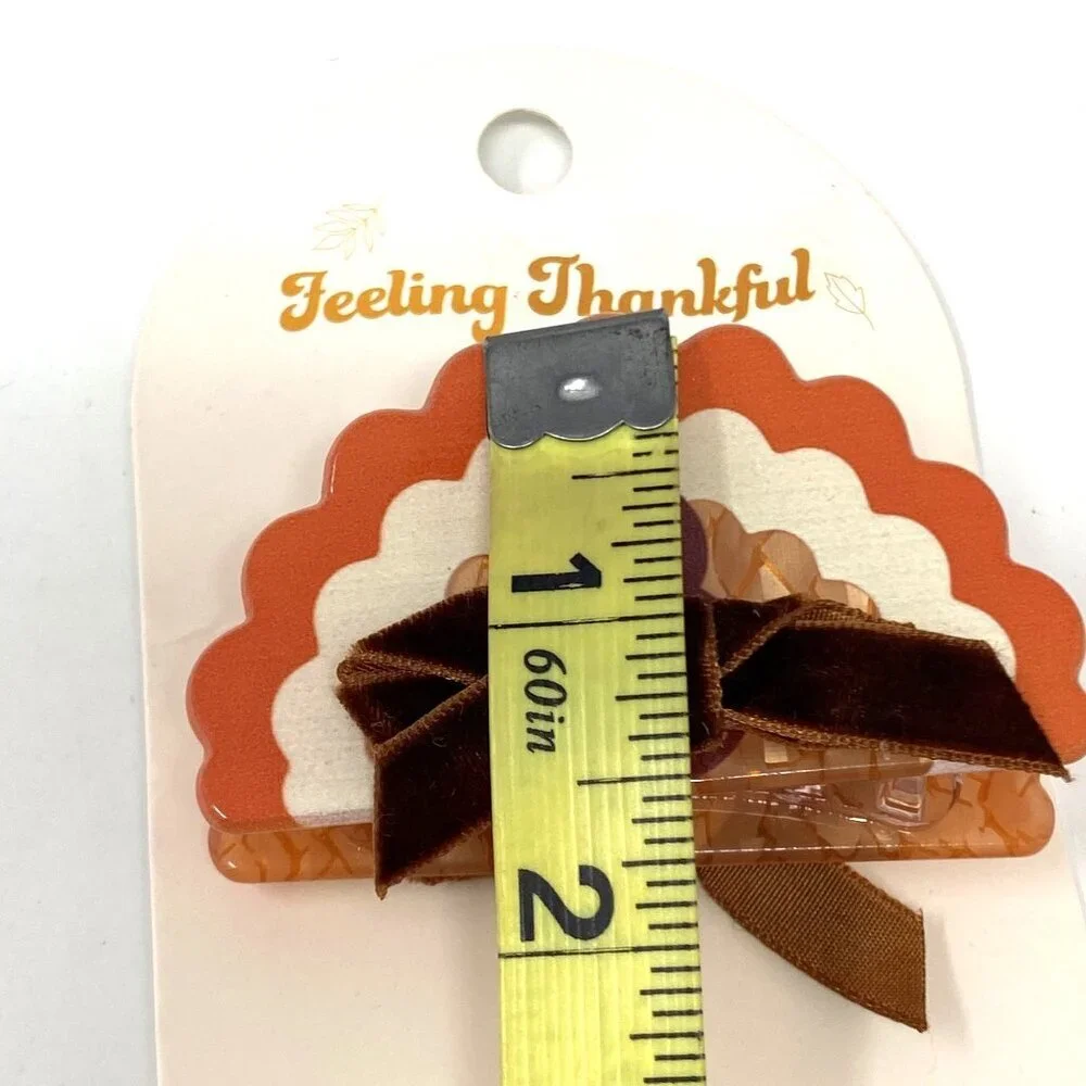Target Thanksgiving Turkey Claw Hair Clip Velvet Brown Ribbon Brown/Orange